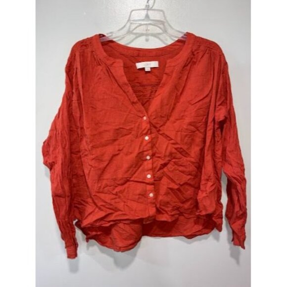Loft Womens Red Cotton Blouse Size‎ S - Picture 1 of 7